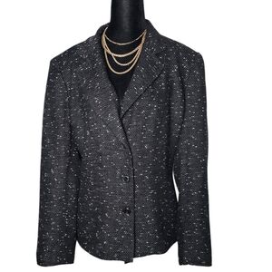 Kasper Black and White Tweed Blazer